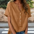thumbnail image 2 of Busydd Womens Short Sleeve Tops Trendy V Neck Button Spring Tops for Women Casual Summer Solid Color T Shirts for Women XL, 2 of 8