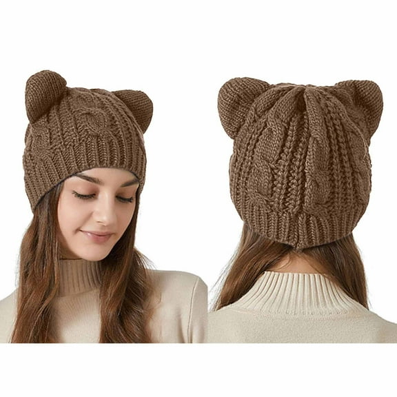 Winter Beanies Women's Winter Fashion Solid Color Playful Thickening Warm Knitted Hat