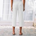 thumbnail image 5 of Kaemgyyd Womens Plus Size Capris Lounge Drawstring Cotton Linen Bermuda Shorts Flowy Wide Leg Beach Vaction Cropped Trousers, 5 of 6