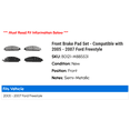 thumbnail image 2 of Front Brake Pad Set - Compatible with 2005 - 2007 Ford Freestyle 2006, 2 of 2
