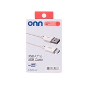 onn USB-C to USB-A Charging Cable, 6 ft, USB-IF Certified, for iPhone 15/16/17 and Galaxy Devices, White