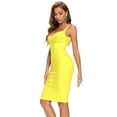 thumbnail image 5 of BEAUKEY Women's Bandage Dresses Sexy Lady Club Wear Spaghetti Strap Knee Length Runway Bodycon Yellow, 5 of 7