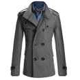 thumbnail image 1 of Men Trench Coat Double Breasted Outwear Plain Jacket Formal Overcoat, 1 of 2