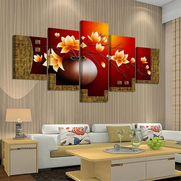 Off Promotions! Large Canvas Wall Art Modern Decorative Painting Inkjet Canvas Painting Five-Piece Orchid Abstract Painting Large Size 30*40Cm*2P 30*60Cm*2P 30*80Cm*1P, Cuadros Grandes Para Sala