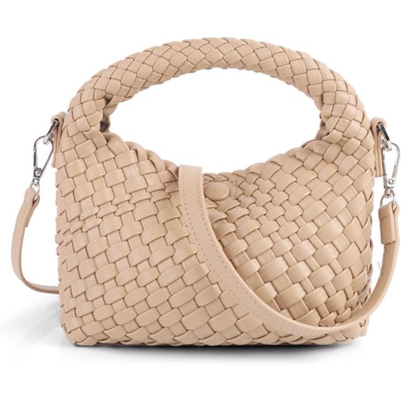 Sac Fourre-Tout Tissé pour Femmes Petit Sac Bandoulière, Sac à Main Matelassé Tissé Sac d'Épaule Carré Sac à Main Tissé avec Sangle Détachable