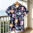 thumbnail image 2 of Bysome T-Shirts for Boys Flower Cartoon Print Short Sleeve Lapel Neck Tees Lightweight Boys Top Size 5-6 Years Navy, 2 of 4