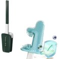 thumbnail image 1 of Cepillo de baño con forma de cactus, cepillo de limpieza de inodoro flexible de silicona suave con mango largo y soporte de secado rápido, color verde, 1 of 5
