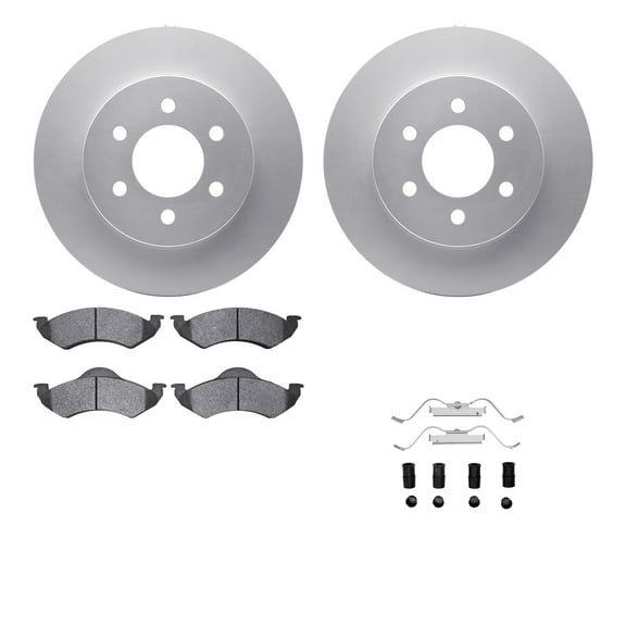 Dynamic Friction Company Front Geospec Brake Rotors with Heavy Duty Brake Pads includes Hardware 4212-40121