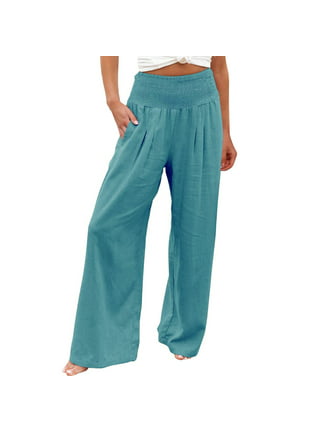 Ladies Casual Palazzo Pant Mid Waist Loose Fit Trousers Holiday Lounge  Plain Loungewear