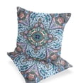 thumbnail image 3 of Set of Two 16" X 16" Blue and Pink Blown Seam Floral Indoor Outdoor Throw Pillow, 3 of 5