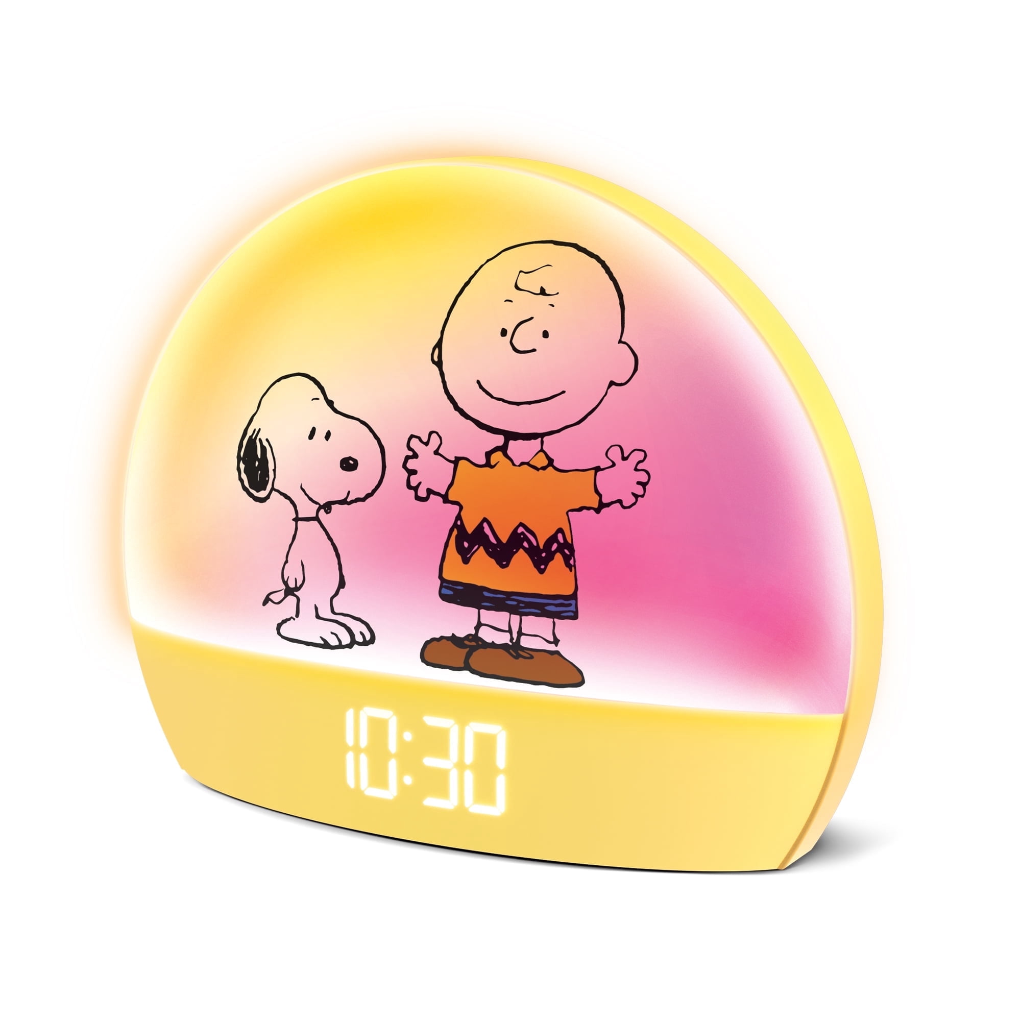 Peanuts Snoopy Sunrise Alarm Clock – Vibrant Snoopy Edition with Multicolor Lights, USB Charging, LED Display, Gentle Wake-Up Simulation, and Handy Snooze Function, Yellow