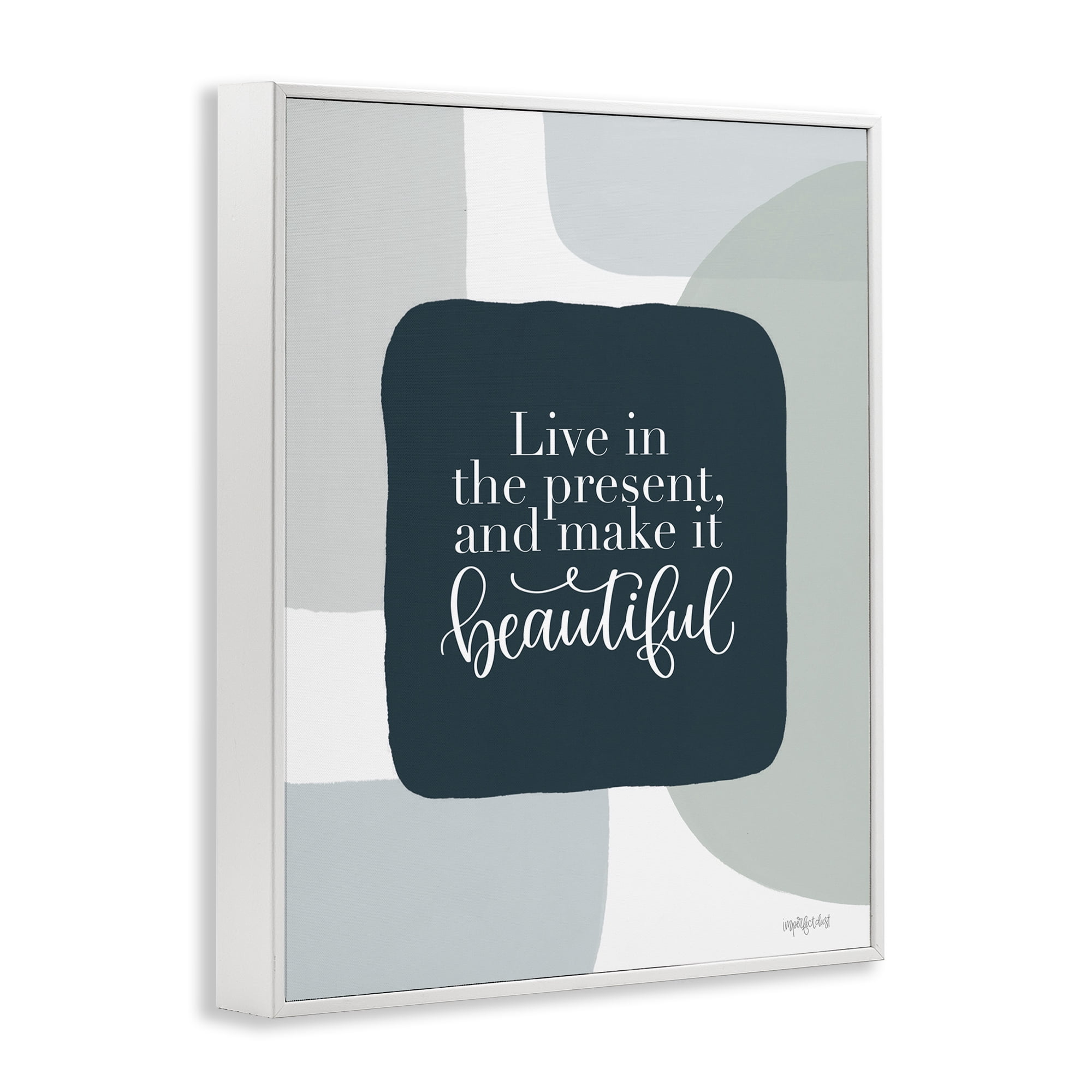 Stupell Industries Live In The Present Typography Painting White Framed Art Print Wall Art, 24 x 30