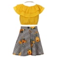 thumbnail image 2 of Little Girl 3 Pieces Girls Ruffle Top Flower Skirt Necklace Party Clothing Set Yellow 4 JKS 2130S BNY Corner, 2 of 5