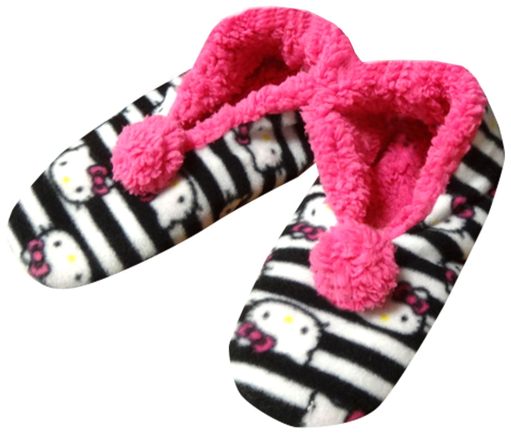 Hello Kitty Zebra Striped Slipper Socks 