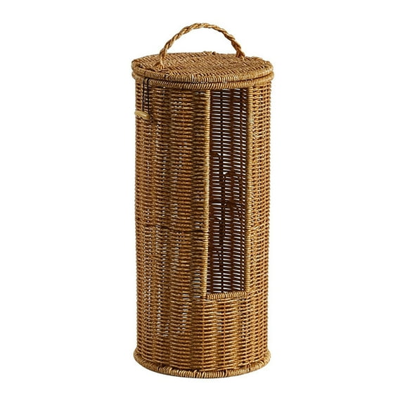Handwoven Cylinder Storage Basket Bathroom Organizers For 3 Rolls Toilet Paper Freestanding Bath Shelf Decoration