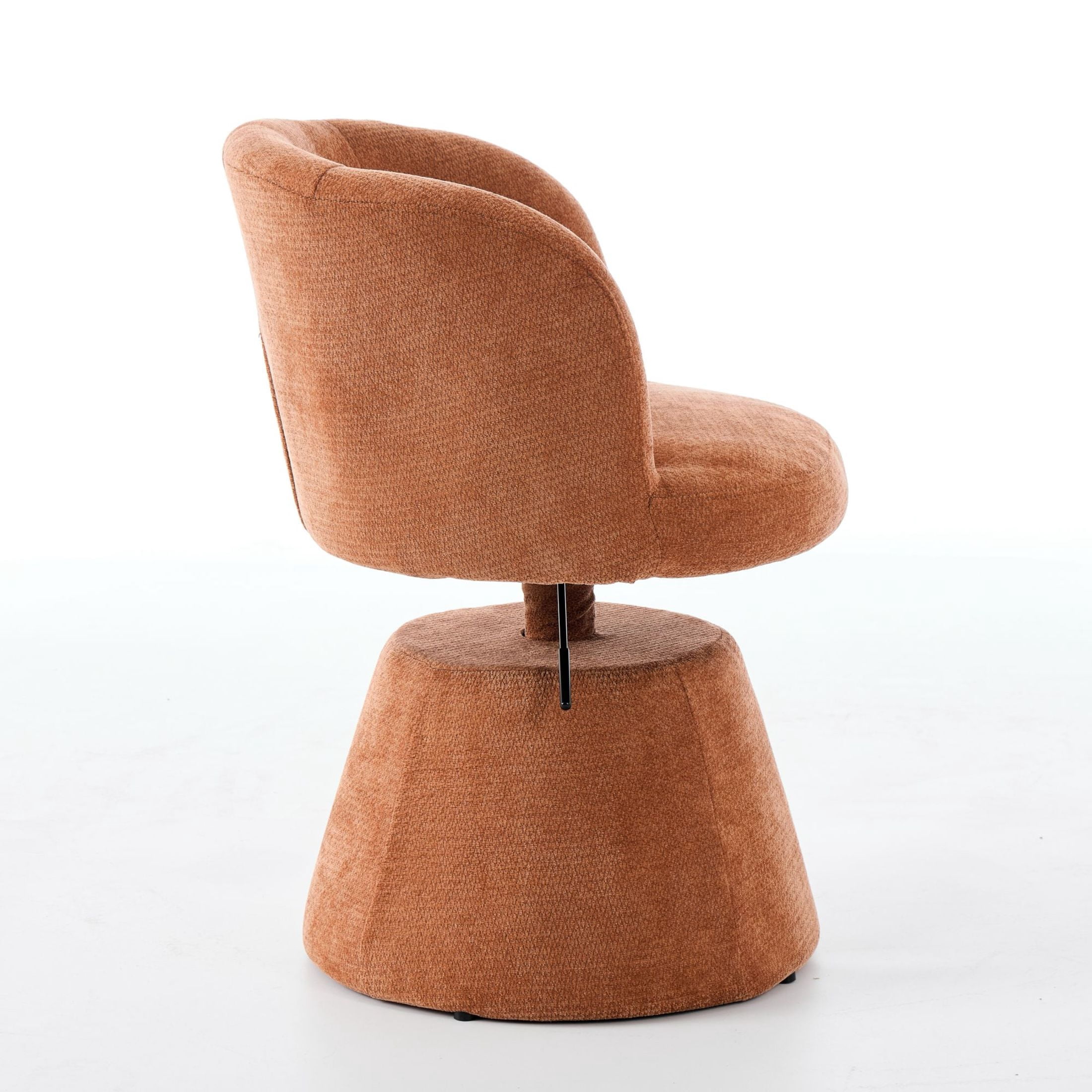 Noble House Adjustable Height Swivel Bar Stool, Chenille Upholstered Round Seat, Metal Base, Terracotta