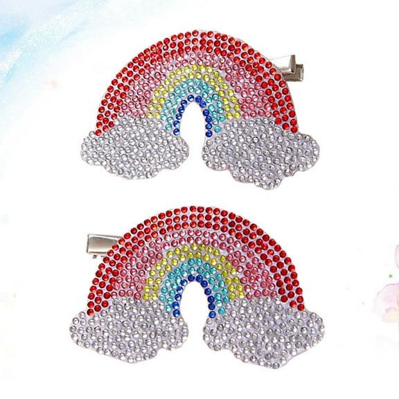 Raindrops Rainbow Cloud Hair Clip for Decoration Made from Cloth Multi Color Fits Girls and Toddlers 2pcs