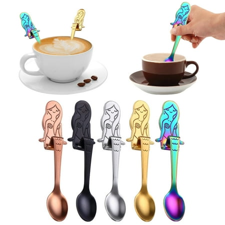 

WNG Creative Stainless Steel Fish Shape Spoons Coffee Tea Spoon Flatware Drinking Tools Spoons
