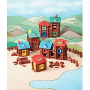 Wood Log Building Set, Build & Construct Cabins, Forts, Frontier Village! 200 PC