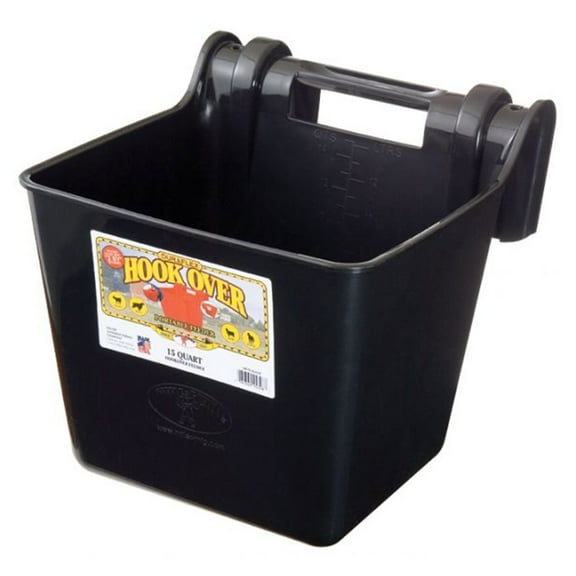 Little Giant 15-Quart Heavy Duty Black Plastic Hook Over Stackable Feeder Bin