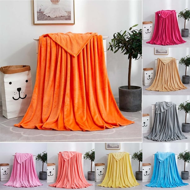 Manta De Felpa Manta de forro polar de color liso de 100x140cm, suave, de microfibra de poliéster, para cama, sofá, todas las estaciones, ligera, transpirable, regalo (rojo rosa, 1 pieza) Rkxzt