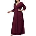 thumbnail image 3 of DYMADE Women Plus Size V-neck 3/4 Sleeve Floral Lace Evening Ankle-Length Dress, 3 of 4
