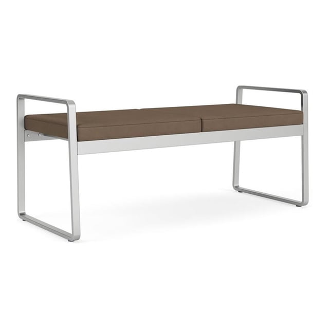 Banc 2 Places pour Réception Salle d'Attente Soins de Santé / Acier Argenté / Brun
