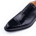 thumbnail image 4 of Business Brogue Shoe Men's Cowhide Oxfords New Style Handmade Formal Men's Wedding Party Lace-up Pointed Dress Shoes Black 8, 4 of 4