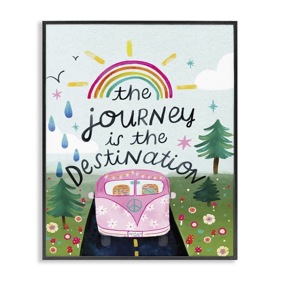 Stupell Industries Rustic Lodge Journey Is The Destination Black Framed Giclee Art, 11 x 14, by Glad You're Here Co.