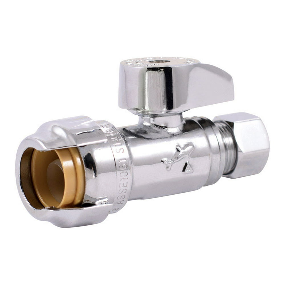 SharkBite 1/2 Compression x 3/8 Compression Brass Straight Stop Valve