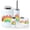 Color 4, variant on Bathroom Accessory Set 6 Piece with classic rainbow Hand drawn doodle white Toothbrush Holder, Soap Dispenser, Soap Dish, Trash Can with Lid, Toothbrush Cup, Toilet Brush Holder