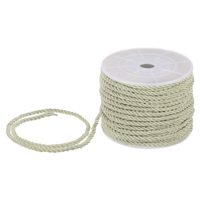 Uxcell 22 Yards Soft Twisted Rope Trim, 3mm/0.12" Beige Polyester Twisted Silk Rope Cord for DIY Craft