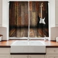 thumbnail image 2 of Ambesonne Popstar Party Kitchen Curtains, Guitar Wood Room, 55"x39", Brown Black White, 2 of 3