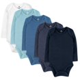 thumbnail image 1 of HonestBaby Baby 5-Pack Organic Cotton Long Sleeve Bodysuits Preemie Blue Ombre, 1 of 9