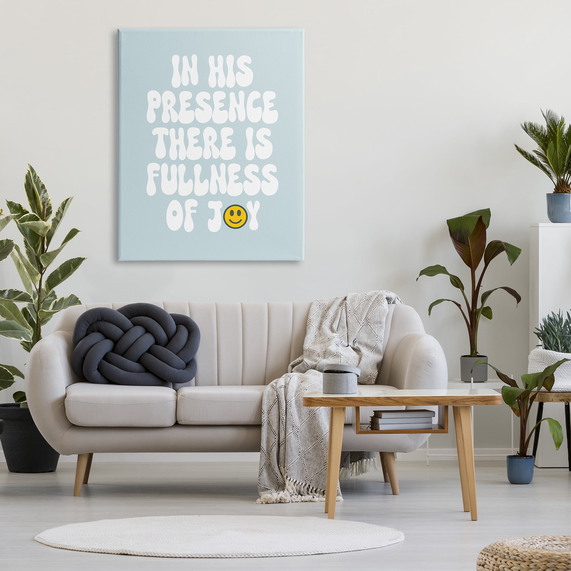 Stupell Industries Blue Religious Phrase Inspirational Painting Gallery Wrapped Canvas Art Print Wall Art, 36 x 48