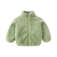 thumbnail image 2 of Drmagiyhm Fleece Jacket Girls Zipper Jacket Fuzzy Fleece Lightweight Outerwears Zip-Up Sherpa Jackets Thermal Winter Coats with Pockets Light Green 2-3 Years, 2 of 4