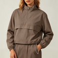 thumbnail image 2 of Holiday Shirt for Women Windproof Running Sport Coat Stand Up Collar Petite Tops for Women,Coffee,L, 2 of 4
