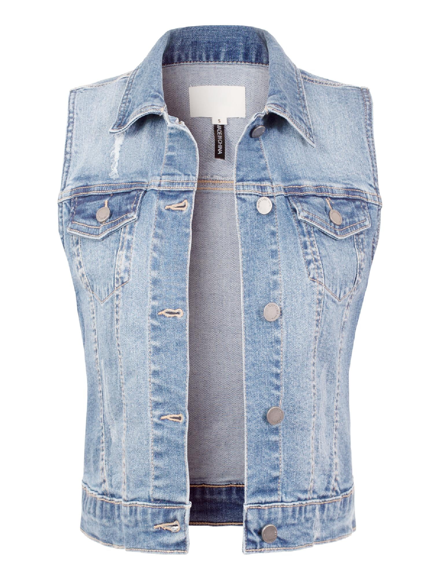 Design by Olivia Womens Sleeveless Button up Jean Denim Jacket Vest 