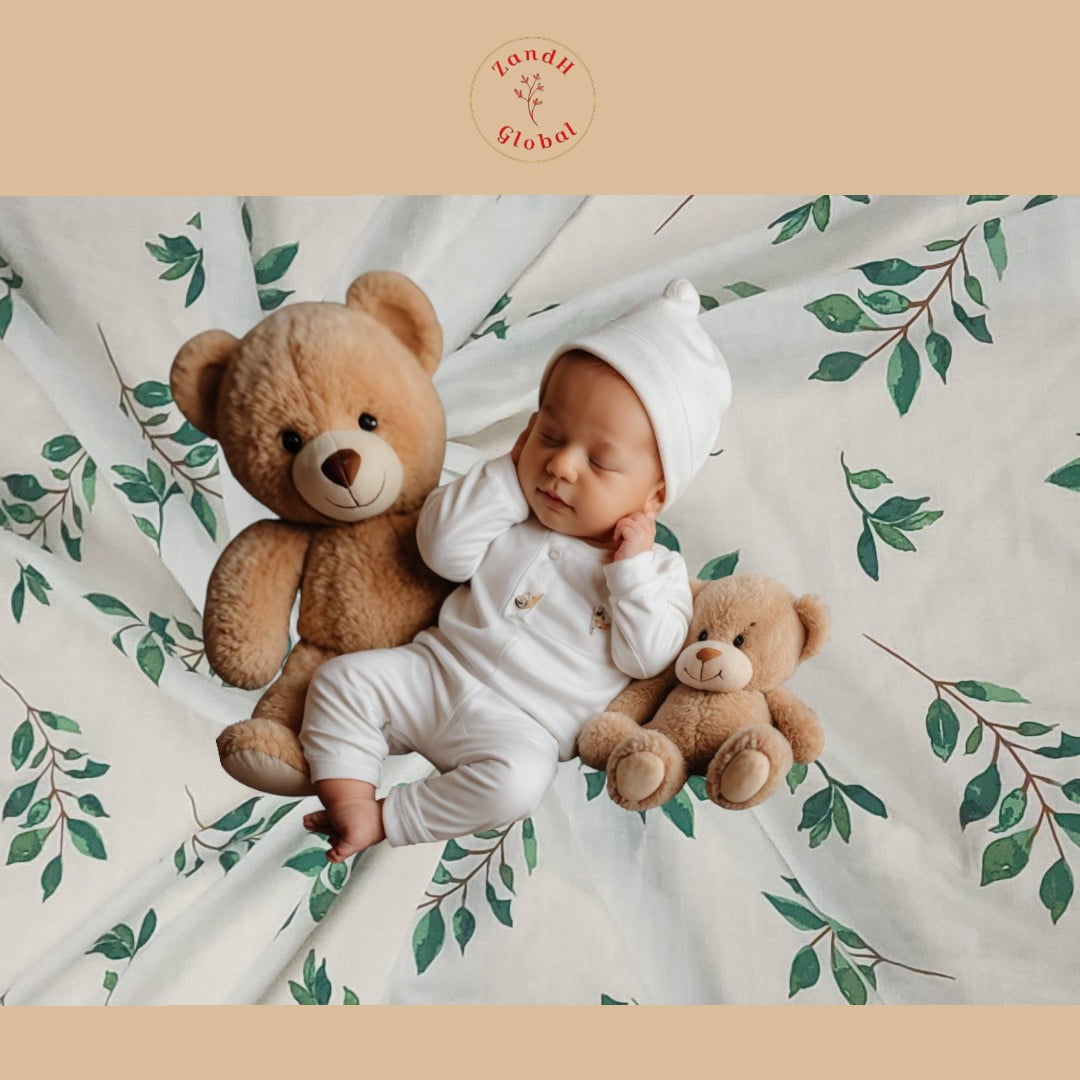 ZandH Global Leaf Baby Bamboo Cotton Muslin Swaddle Blanket, Bib, Burp Cloth, Bandana Bib Set. Soft, Lightweight and Breathable. Swaddle, Nursing Cover, Playmat and Stroller Cover
