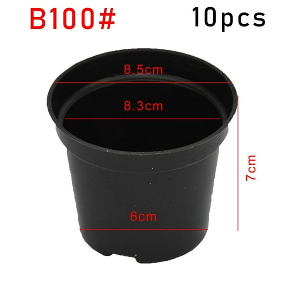 10Pcs Flowerpot Plastic Plant Pots Container Multiple Sizes Large Flower Pot Grow Box With 2 Tier Drainage System Black Red