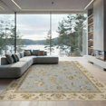 thumbnail image 2 of ODIKA 8'x10' Washable Area Rug Non-Slip Chair-Friendly Mat Blue Beige Elegance with Floral Accents Traditional Blossom and Leaf Design Ornate Border for Dining Room, Large Office, Lounge, 2 of 7