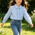 thumbnail image 5 of BaoFuBaoMei Button down Shirt Girls Back to School Cotton Solid Color Long Sleeve Tops Slim Collared Fall Outfits for School Daily Wear Outdoor, 5 of 6
