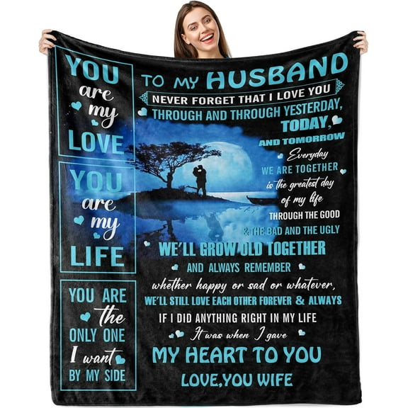 Gifts for Husband Blanket 60"x50",Husband Birthday Gifts from Wife,Romantic Gifts for Him Husband,Happy Birthday Gifts for Husband,Anniversary Wedding Gifts for Husband,Best Husband Gifts for Men