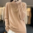 thumbnail image 4 of Fiaer Sweaters for Women Crew Neck Long Sleeve Trendy Solid Plus Size Loose Fit Warm Knit Tops Gold XXL, 4 of 4