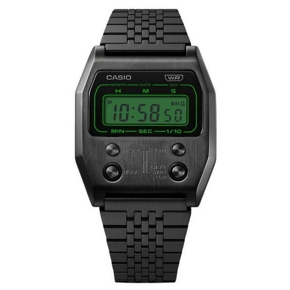 Casio Vintage Digital Black Ion Plated Stainless Steel Quartz A1100B-1 Unisex Watch