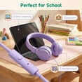thumbnail image 4 of Kids Headphones, Ear Headphones for Kids, Wired Headphones with Microphone, Adjustable over Ear Headphones for Kids, Girls, Boys, Children, Cord 3.5mm Jack Wired for School Tablet (Purple), 4 of 5