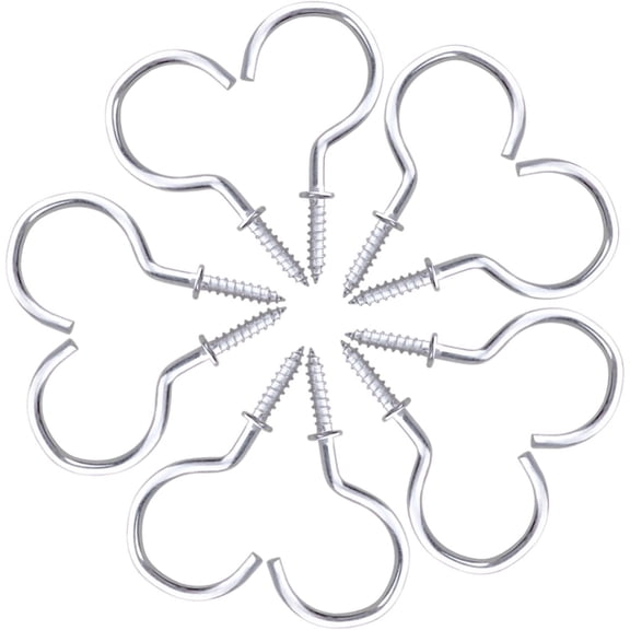 20Pcs Silver Metal Cup Hooks Round End Ceiling Wall Hooks for Hanging Plants, Lights, Curtains, Kitchen Towels,2.8 inches