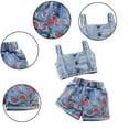 thumbnail image 2 of LYMAYTER Kids Girls Denim Tanks Outfit 2PCS Toddler Cute Sleeveless Tank Tops + Denim Shorts Set for 1-6 Years, 2 of 9
