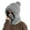 Grey, variant on Women's 3-in-1 Knit Balaclava Hood, Fleece Lined Winter Hat with Neck Warmer and Face Cover, Pom Pom Beanie with Faux Fur Brim for Cold Weather - Grey