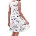 thumbnail image 4 of OutfitShow Summer Dresses for Women Casual Floral Sundresses Sleeveless V Neck Ruffle Empire Midi Dress with Pockets, 4 of 8